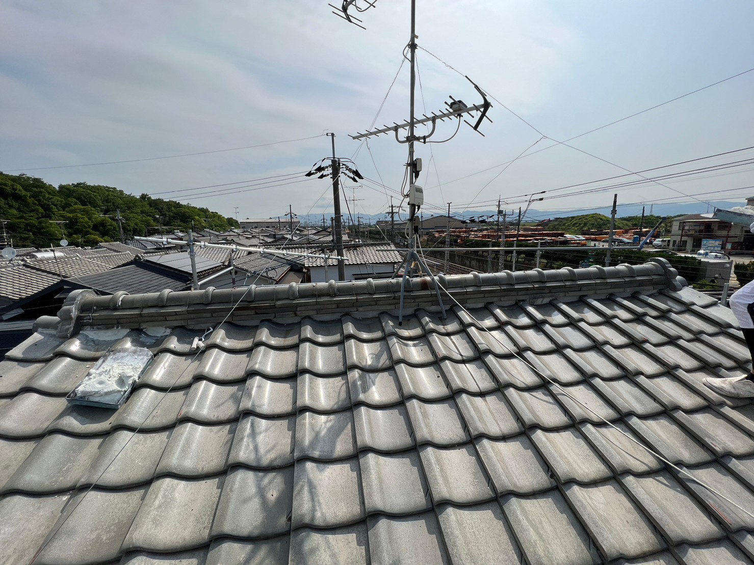 奈良市で瓦屋根の漆喰詰め直し工事を実施