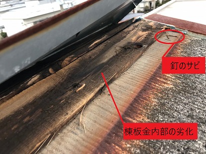 棟板金内部の劣化