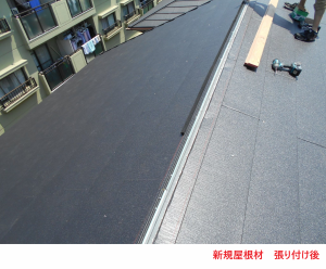 新規屋根材張り付け後