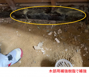 木部用補強樹脂で補強