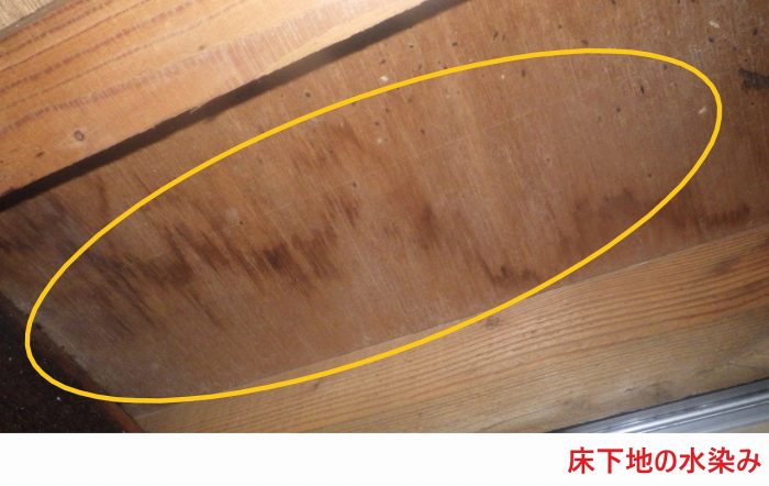 床下地の水染み