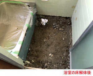 浴室の床解体後