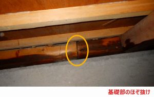 基礎部のほぞ抜け