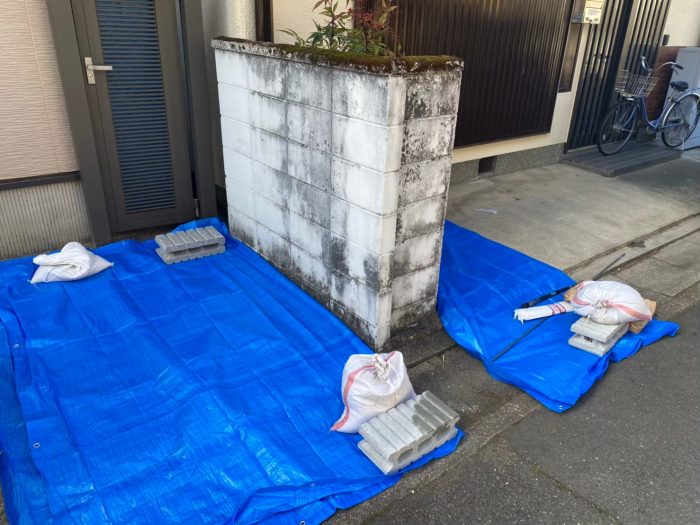 滋賀県栗東市 ブロック擁壁フェンス交換工事