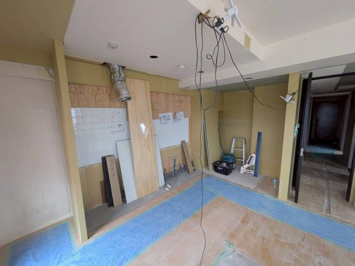マンションリノベ 床下地調整 キッチン (9)