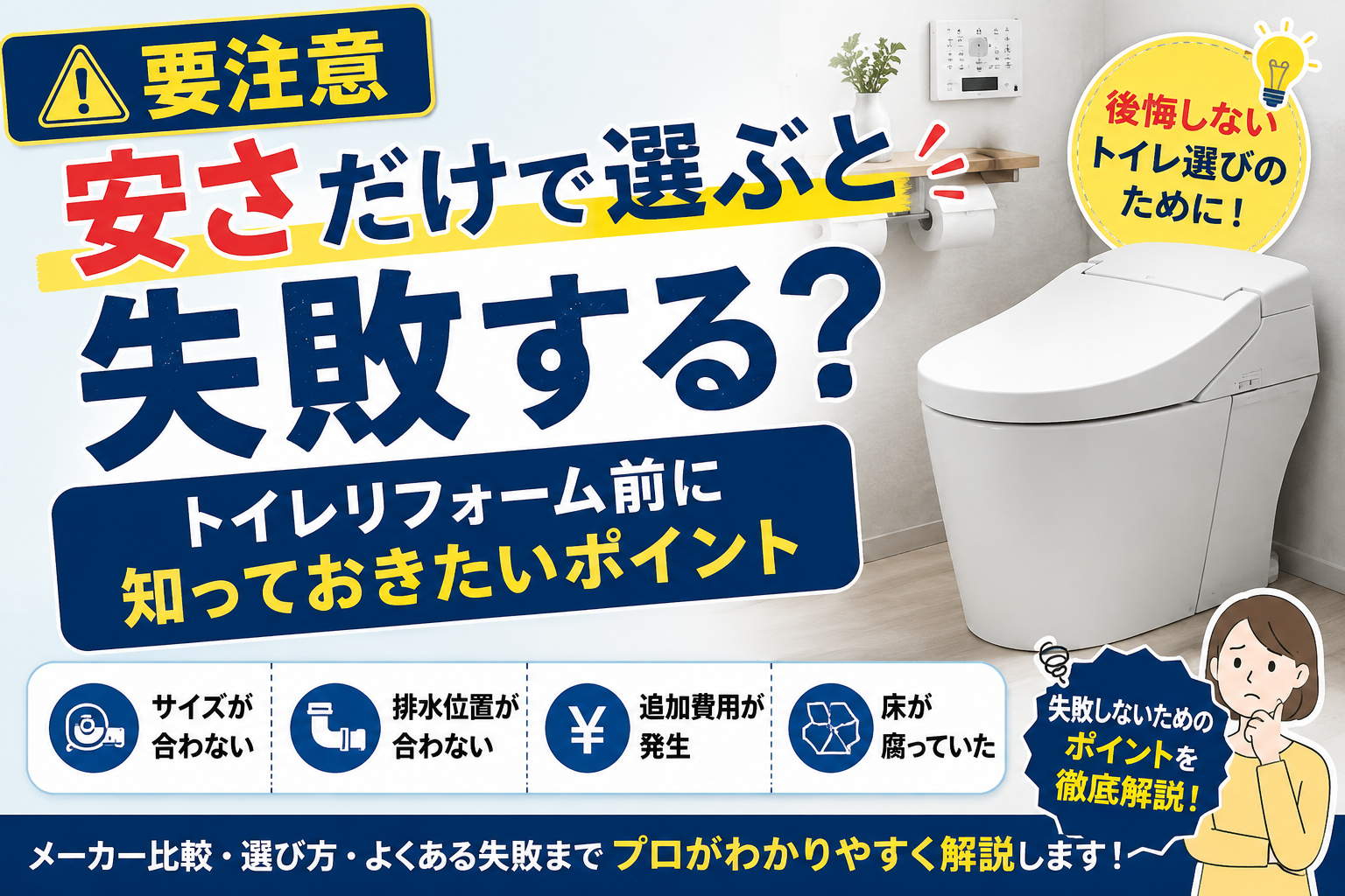 【要注意】安さだけで選ぶと失敗する？トイレリフォーム前に知っておきたいポイント