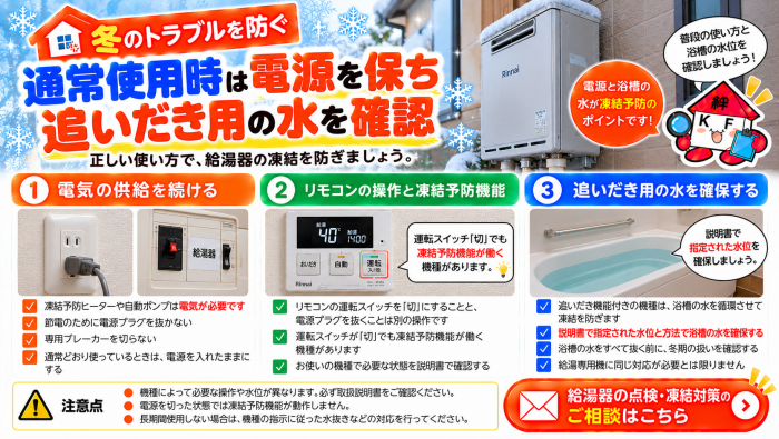 冬の給湯器凍結対策ガイド